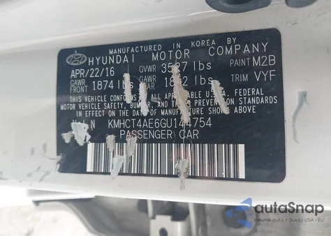 2016 Hyundai Accent Se из США, поврежденный, VIN KMHCT4AE6GU144754